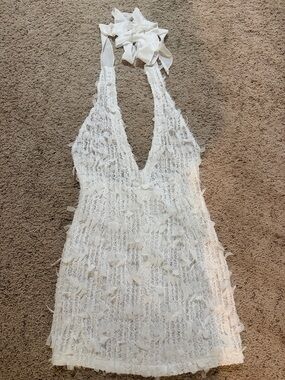 SHEIN White Lace Halter Mini Dress